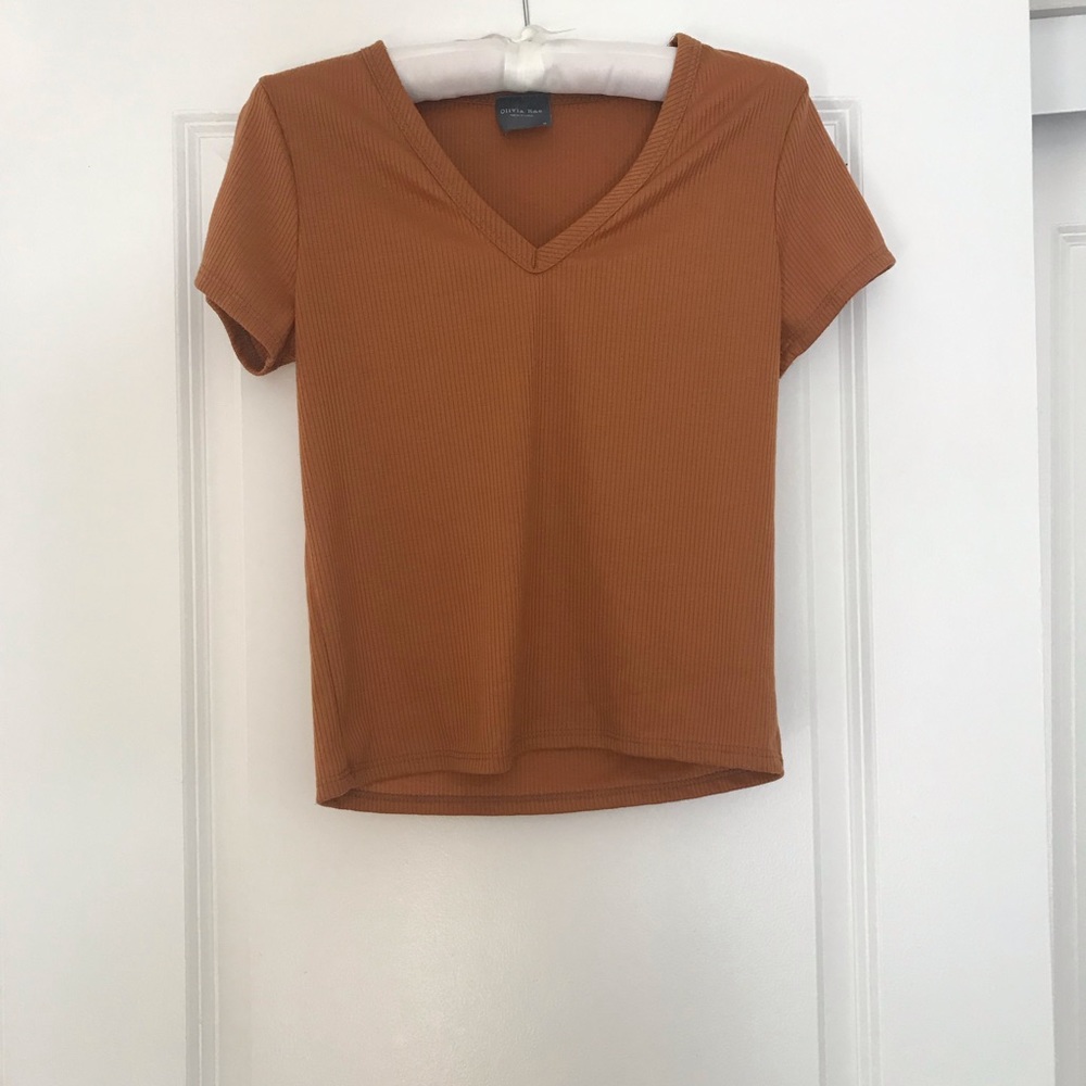 Olivia Rae mustard color v neck top